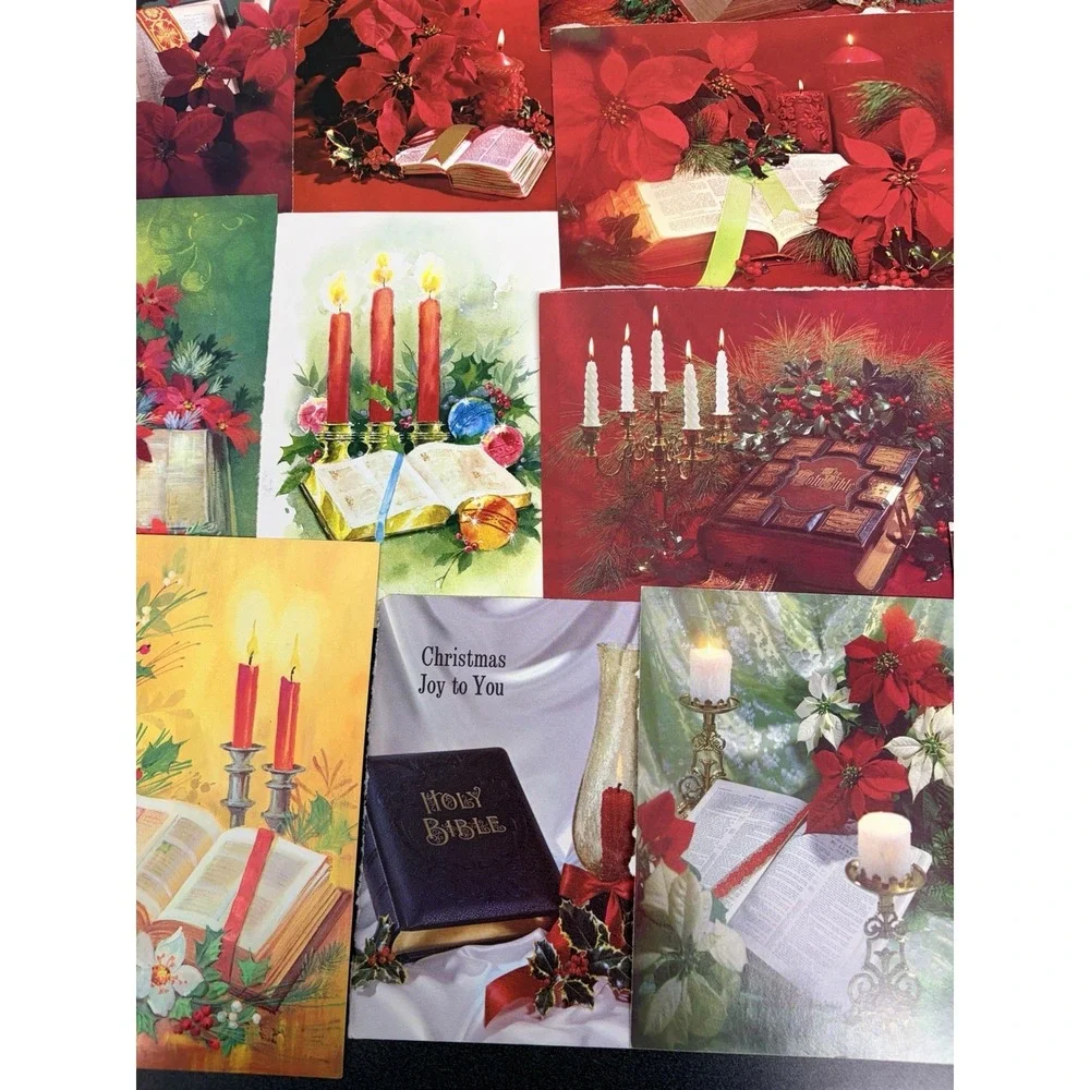 Vintage Christmas Cards Fronts ONLY Bibles Scrapbooking Decoupage Lot of 50+